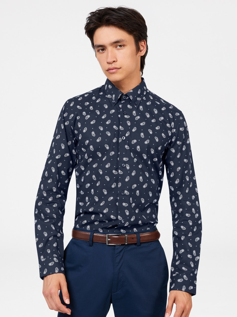 Chemises Ben Sherman Micro Paisley Bleu Marine | BDK-91397874